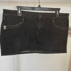 Vintage Y2K Split clothing brand, NWT size 13 black denim micro miniskirt